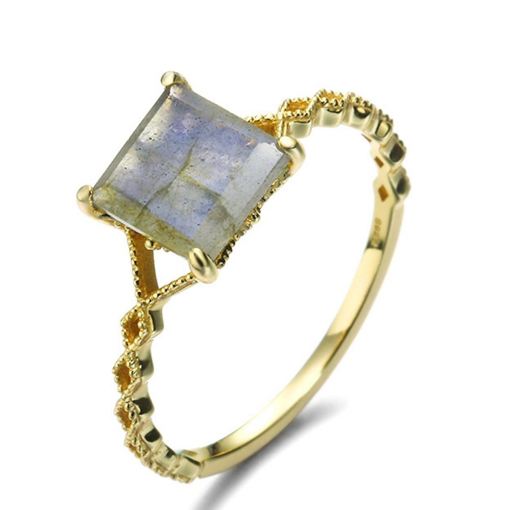 Labradorite Moonstone 14K Gold Ring